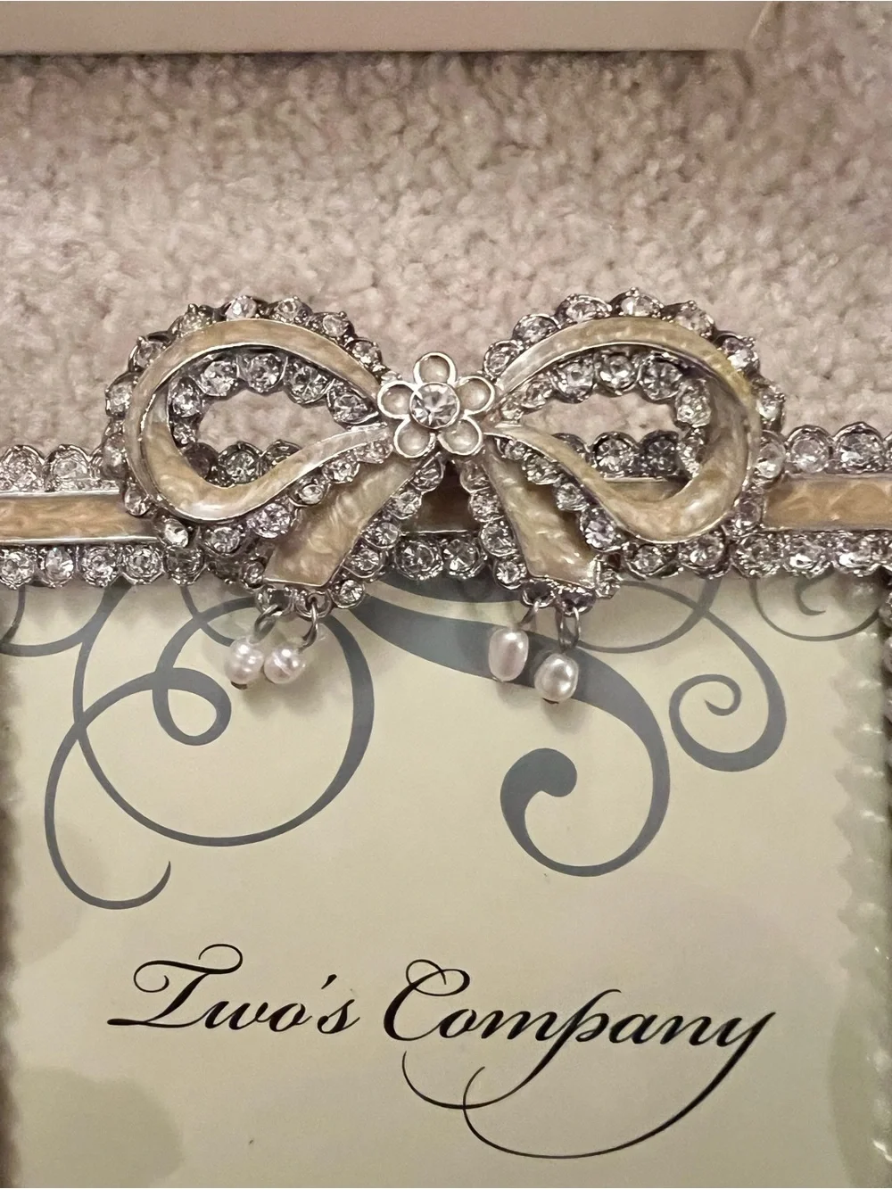 Two's Company Gold and Silver Jeweled Bow Picture Frame - Picture 4 of 5